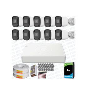 Provzen Hikvision Unv 10'lu Full HD Güvenlik Kamerası Set Gece Görüş, Mikrofon, Olay Anında Bildirim