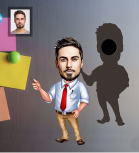 Kişiye Özel Öğretmen Karikatürlü Ahşap Magnet Bay-16