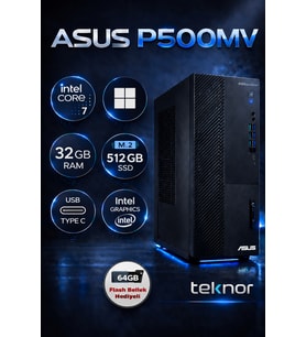 Asus Expertcenter P500MV Intel Core 7 240H 40 GB 512GB SSD WIN 11 PRO Masaüstü Bilgisayar & Teknor USB Bellek