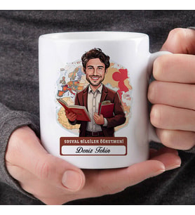 En Başarılı Erkek Sosyal Bilgiler Öğretmenine Hediye Karikatürlü Bardak