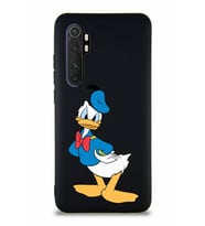 Xiaomi Mi Note 10 Lite Soft Premier Kapak Donald Duck-D Tasarımlı Silikon Kılıf - Siyah (Şeffaf)