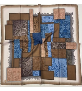 Geometrik Desen Elegante Seri Eşarp Eşarp Askısı İle Birlikte 100x100 cm Vizon L