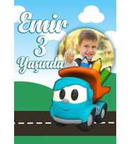 Kamyon ve Yol Temalı Doğum Günü Afişi 35X50 cm