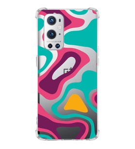 PrintiFy OnePlus 9 Pro Uyumlu Köşe Korumalı Renkli Desen Tasarımlı Şeffaf Silikon Kılıf