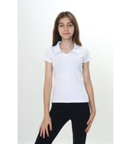 Toontoy Kız Çocuk Okul Polo Yaka Fitilli Tişört (Beyaz)