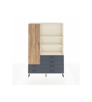 Arges Dolap 7 Raflı 6 Çekmeceli Tek Kapaklı  132x30x195 Aytaşı-Çam/Antrasit