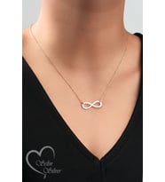 SONSUZLUK KOLYE GOLD,GÜMÜŞ VE ROSE RENK 925 AYAR GÜMÜŞ KOLYE (Gold)