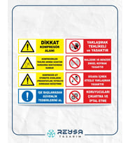 Dikkat Kompresör Alanı Sticker 20X28 Cm