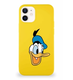 Apple iPhone 12 Mini Soft Premier Kapak Donald Duck-A Tasarımlı Silikon Kılıf - Sarı (Şeffaf)