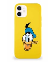 Apple iPhone 12 Mini Soft Premier Kapak Donald Duck-A Tasarımlı Silikon Kılıf - Sarı (Şeffaf)