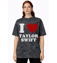 I Love Taylor Swift Şarkıcı Baskılı Unisex Oversize Vintage Yıkamalı Tişört