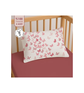 %100 Pamuklu Fermuarlı Bebek Yastık Kılıfı 35x45 ( 2 Adet )