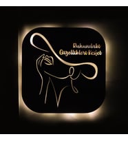 Lucenda Led Işıklı Kişiselleştirilebilir Kadın Temalı Tablo Mila Dekoratif Gece Lambası (Sarı)