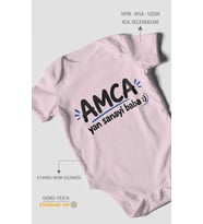 Amca ve Yan Sanayi Babaya Özel Kısa Kollu Bebek Body %100 Pamuk