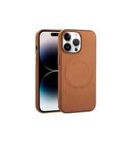 Apple iPhone 14 Pro Uyumlu Kılıf PU Deri M-safe Wireless Şarj Özellikli Zore Derix Kapak (Kahverengi)