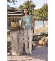 Monamise Kadın Desenli ve Baskılı "See the World" Pijama Takımı 24113 