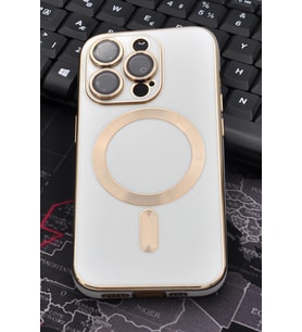 iPhone 13 Pro Max Uyumlu MagSafe Özellikli Lens Korumalı Lazerli Renkli Kılıf Krem