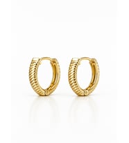 Xuping 14 Ayar Altın Kaplama Çizgi Dokulu Mini Küpe – Minimal Gold Tasarım