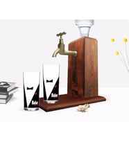 BK Gift Kişiye Özel Renkli Baskılı Godfather Baba Tasarımlı İkili Rakı Bardağı ve Ahşap Rakı Standı Hediye Seti-10 (Model 1)