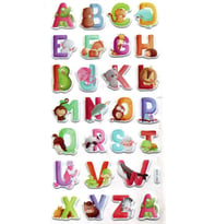 Sticker Kabartmalı Stiker Çıkartma Etiket (XHC086)-18x9 cm- Hayvanlar Harf