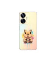 Realme C55 ile Uyumlu Splash Kapibara Tasarımlı Şeffaf Silikon Kılıf