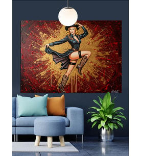 Kovboy Pin Up Kızı Dekoratif Kanvas - Mdf Ahşap Tablo