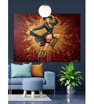 Kovboy Pin Up Kızı Dekoratif Kanvas - Mdf Ahşap Tablo