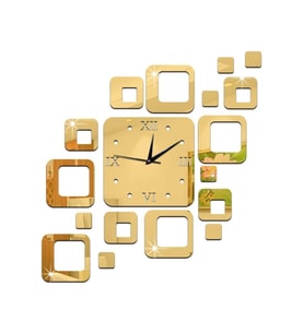 AS TASARIM LAZER DUVAR SAATİ DEKORASYON MODEL001 40 x 40 CM GOLD