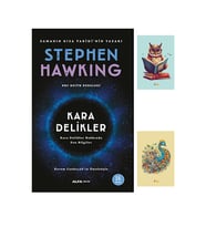 Kara Delikler - Stephen Hawking - Alfa Yayınları -Sarı Fosforlu Kalem  - Not Defteri Seti (Krem)