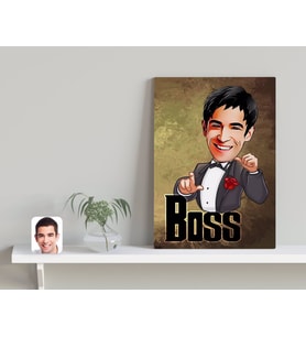 BK Gift Kişiye Özel Boss Karikatürlü Kanvas Tablo-2