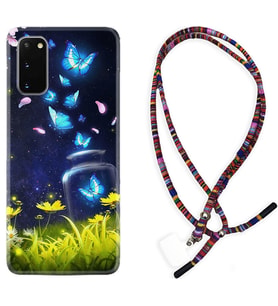 Samsung A02S A03S A10 A12 A13 A21S A22 Kılıf Boyun Asklı Rasta Silikon Neon Butterflys 1309