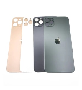 Uyumlu İphone 11 Pro Arka Kapak Lazer Kesim ( Pil Kapağı )  Cam -- Siyah