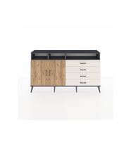 Arges Konsol 5 Raflı 4 Çekmeceli 2 Kapaklı 176x30x99 Antrasit-Çam/Aytaşı