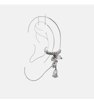 Earcuff Sıkıştırmalı Pirinç Kıkırdak Küpe Damla Kesim Baget Taş Sallantılı Gümüş Renk