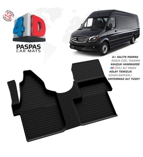 Mercedes Sprinter W906 4D Araca Özel Havuzlu Kauçuk Paspas 2006 Üzeri Ön Tek Koltuk (Karışık)
