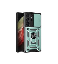 Newface Samsung Galaxy S23 Ultra Kılıf Pars Lens Yüzüklü Silikon - Yeşil