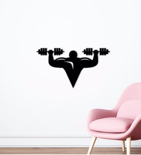 BK Home GYM Tasarımlı Ahşap Duvar Süsü-2 (Siyah)