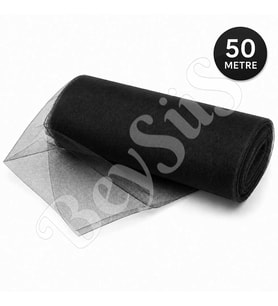 Süsleme Tülü Siyah Kristal Tül 50 m