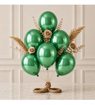 Yeşil Renk Lateks Metalik Balon (30 cm) - 6 Adet