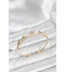 Yıldız Model Gold Renk Pirinç Kadın Bileklik - TJ-BB8247