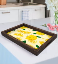 BK Gift Limon Tasarımlı Doğal Ahşap Tepsi-1