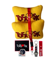 Tofaşk Polar Ortopedik Oto Seyahat Nakışlı Sarı Boyun Yastığı / Oto Aksesuar