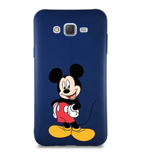 Samsung Galaxy J7 Soft Premier Kapak Mickey Mouse-E Tasarımlı Silikon Kılıf - Lacivert (Şeffaf)
