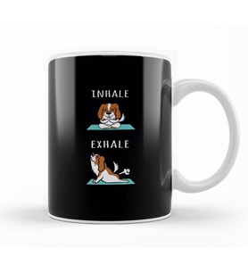 Cavalier King Charles Spaniel Yoga Inhale Exhale Kupa Bardak Porselen