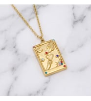 Çelik Kolye, Altın Kaplama Şans Tarot Kadın Kolye K-121