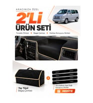 e-biz VOLKSWAGEN TRANSPORTER T4 (1990-2003) Uyumlu Torpido + Tay Tüyü Çanta - Siyah-Bej - VW026