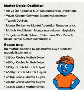 300 cm Mutfak Dolabı  MDF Kapak Tezgah Dahil YRKN315 101 (Kırmızı)
