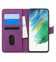 Microsonic Samsung Galaxy S21 FE Kılıf Fabric Book Wallet Mor