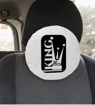 BK Gift Kişiye Özel İsimli King Tasarımlı Yuvarlak Araç Koltuk Yastığı-1
