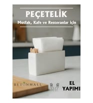 El Yapımı Beton Gri Alçı Peçetelik  Minimal Masa ve Mutfak Dekoru  Kafe & Bar İçin (Beyaz)